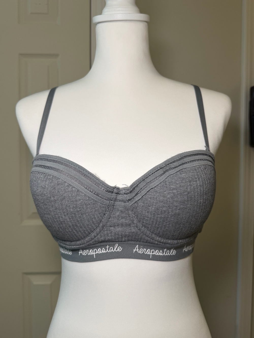 Y2K Aeropostale Bralette Bustier Bra Gray Logo Band Underwire Top